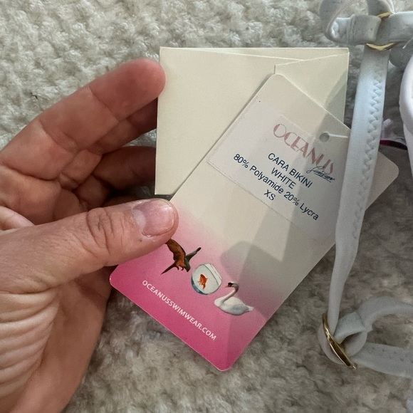 NWT Oceanus Women's White Cara Two-Piece Bikini Set beaded ($315) X-Small - Picture 6 of 8